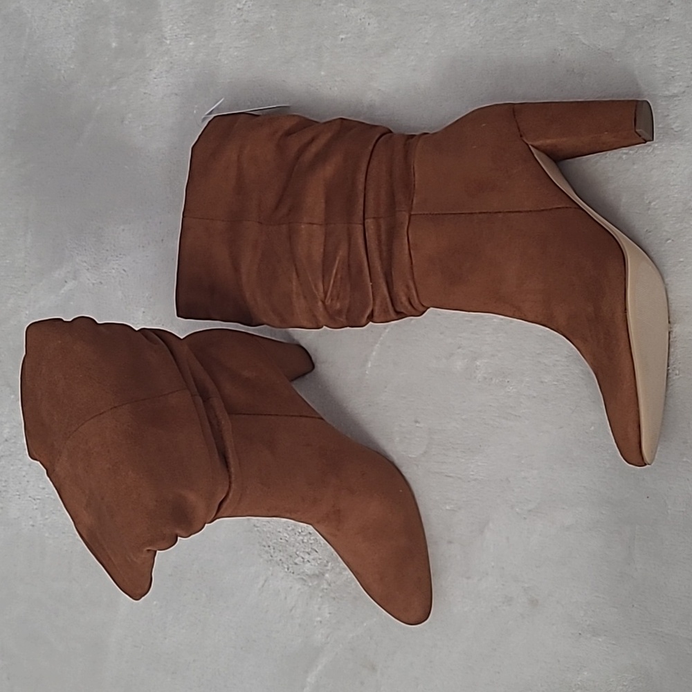 Banana Republic Womens 8.5 Vegan Suede Leather Slouchy Boot Brown Preppy Boho - Picture 11 of 15